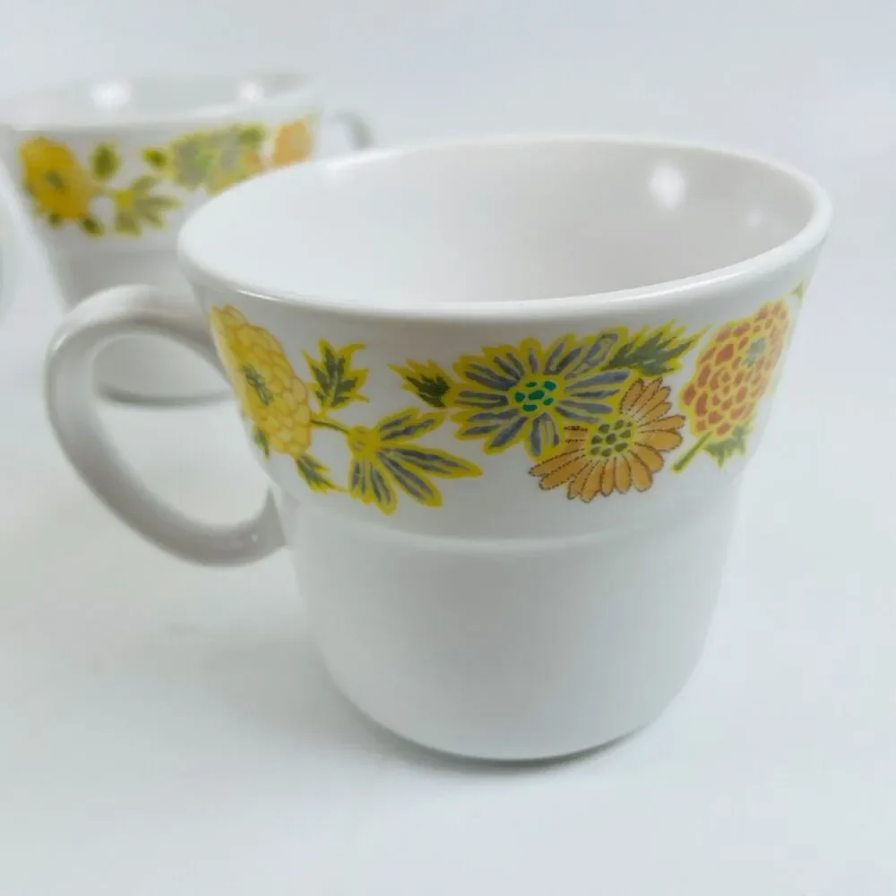 Noritake Progression Sunny Side 9003 Coffee Cups Set of 3 Vintage MCM Japan 1970
